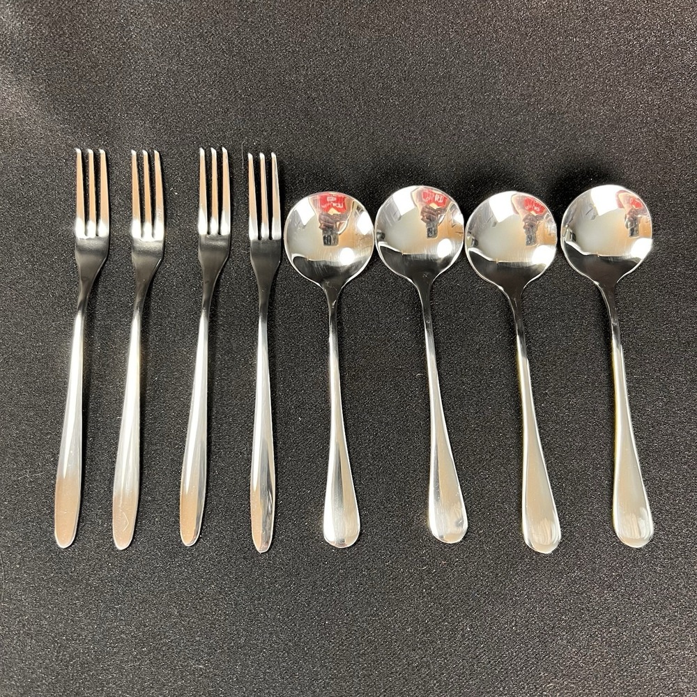 8 Piece Stainless Steel Cocktail Flatware Spoons And Forks
